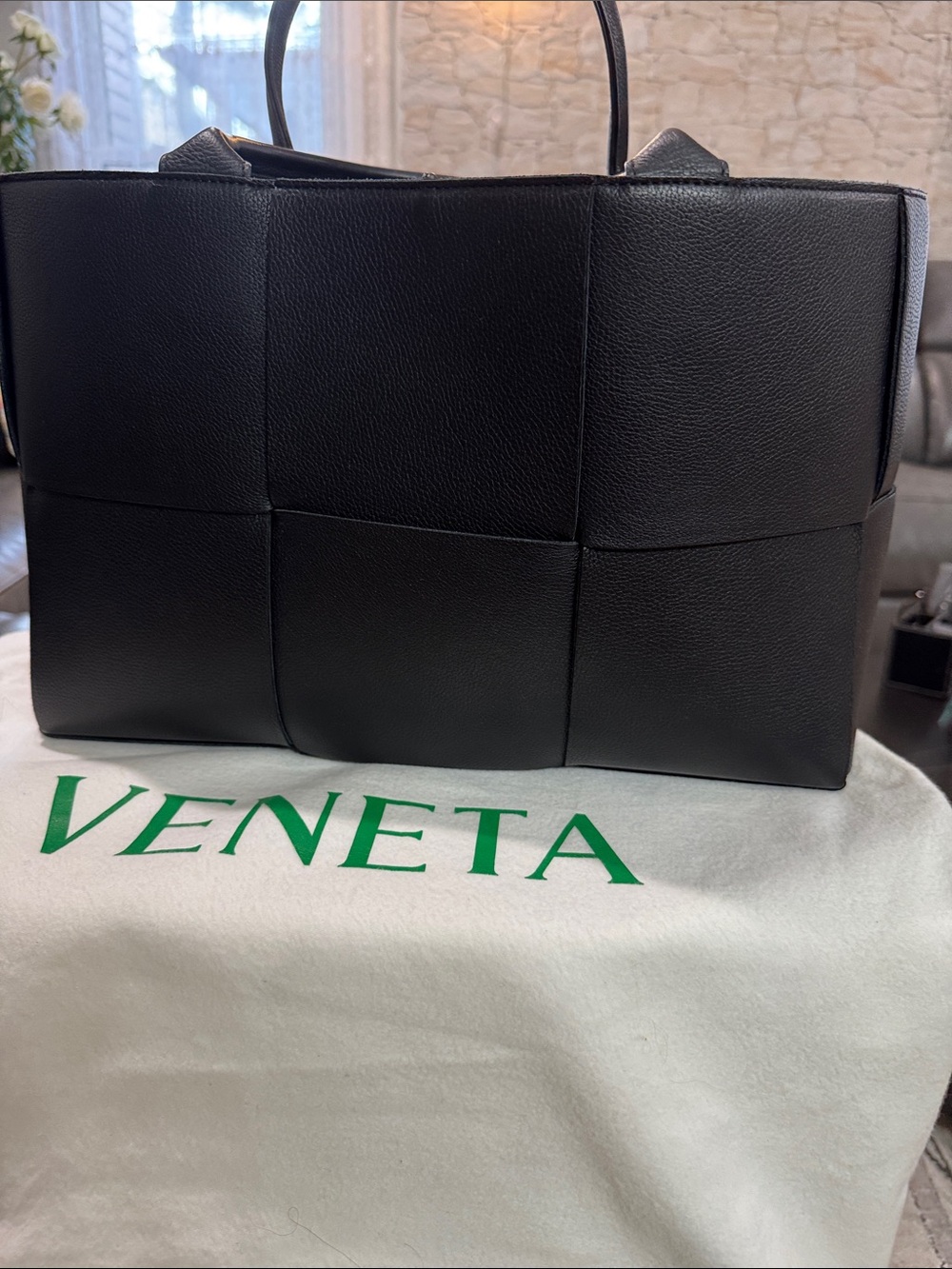 Bottega Veneta Black Woven Leather Tote